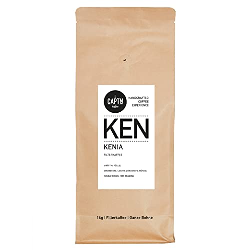 CAPTN Coffee KENIA Filterkaffee, ganze Bohne 1kg | Kräftig, Brombeere, leichte Zitrusnote | 100% Arabica [Direkthandel] von CAPTN Coffee