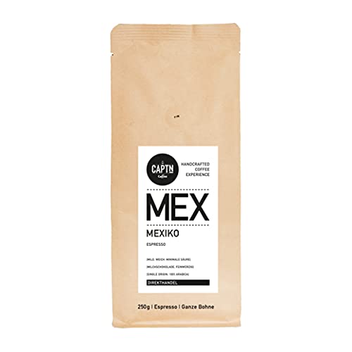 CAPTN Coffee MEXIKO Espressobohnen | 100 % Arabica Single Origin | 250 G | Fair Gehandelt | Schonende Röstung | Vollautomaten von CAPTN Coffee