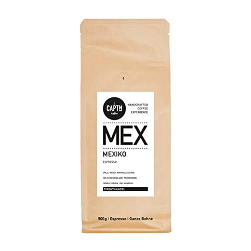 CAPTN Coffee MEXIKO Espressobohnen | 100 % Arabica Single Origin | 500 G | Fair Gehandelt | Schonende Röstung | Vollautomaten von CAPTN Coffee