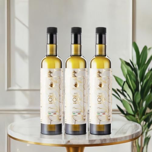 CARAVELLA FINE FOOD 3x Natives Olivenöl Extra Premium 500 ml – Italienisches Kaltgepresst mit hohem Polyphenolgehalt Mild und Fruchtig für Spaghetti Meeresfrüchte Carpaccio Pasta - Feinkost geschenk von CARAVELLA FINE FOOD