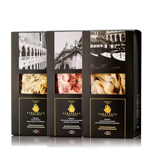 Caravella Fine Food 2x Premium Conchiglioni Shell Pasta 500 g – Venice Collection –Große Größe Bronzegezogen Raue Textur Perfekte Soßenaufnahme Vielseitig–italienisches Handwerk Elegantes Geschenk von CARAVELLA FINE FOOD