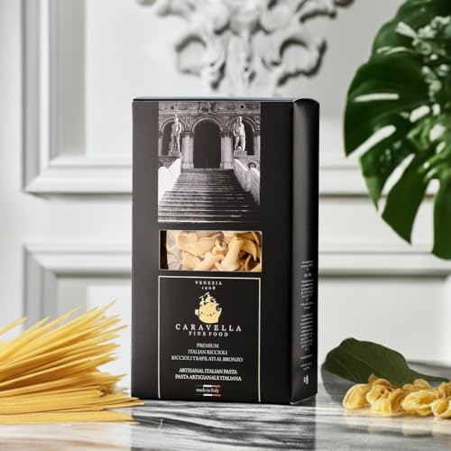Caravella Fine Food 3x Premium Riccioli Pasta 500 g – Venice Collection – Bronzegezogen Raue Textur Perfekte Soßenaufnahme Vielseitig – italienisches Handwerk Elegantes Geschenk für jeden Anlass von CARAVELLA FINE FOOD