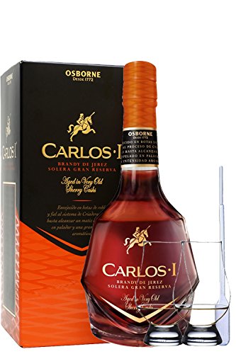 Carlos I Gran Reserva 12 Jahre Spanien 0,7 Liter + 2 Glencairn Gläser und Einwegpipette von CARLOS I