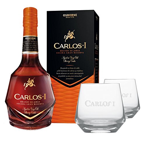 Carlos I Solera Gran Reserva (1 x 0.7L) mit 2 Original Schott Zwiesel Gläsern in schwarz von Carlos I