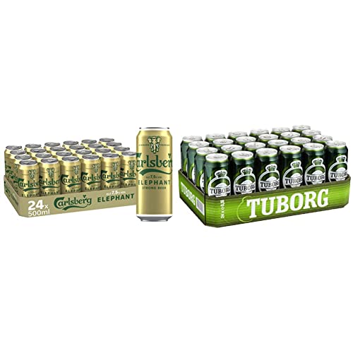 Carlsberg Elephant 7,5% Stark Bier, Dose Einweg (24 x 0.5 L) & Tuborg Pilsener, Bier Dose Einweg (24 x 0.5 L) von CARLSBERG
