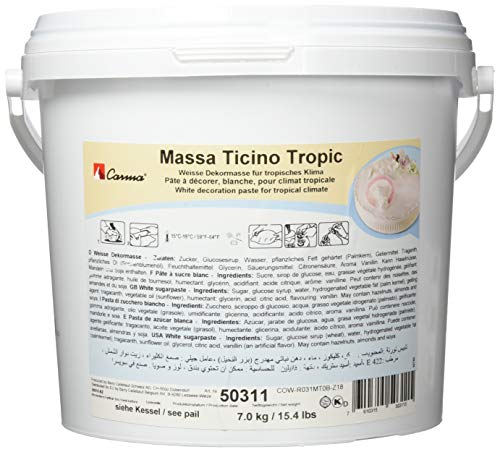 Massa Ticino Carma Tropic Rollfondant, 1er Pack (1 x 7 kg), weiß, CAR-MATI-WHITE-BKT-7000G von Massa Ticino