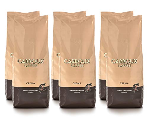 CARROUX Kaffee Crema ganze Bohnen (6x 500g) - Premium Kaffeebohnen aus Hamburg - Traditionell frisch geröstet von CARROUX