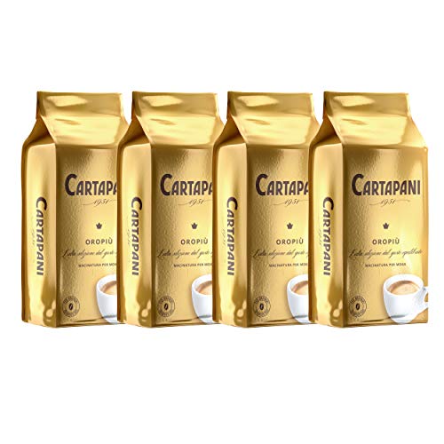 Cartapani Kaffee, OROPIÙ gemahlen, hochwertige Mischung aus sorgfältig ausgewählten Arabica und Robusta Kaffeesorten, speziell gemahlen für Moka, 4 x 250g Pack von CARTAPANI 1951