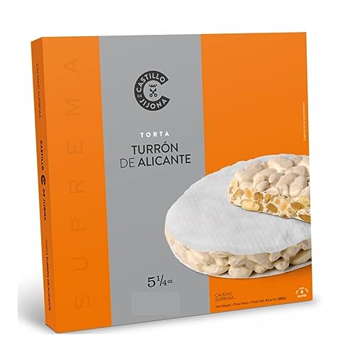 Castillo de Jijona Alicante Nougat Torte, 200 g, traditioneller Nougat, knusprige Basis und Mandelfüllung, glutenfrei, hohe Qualität, 18 Monate Lebensdauer, hergestellt Castillo de Jijona Alicante Nougat Torte, 200 g, traditioneller Nougat, knusprige Basis und Mandelfüllung, glutenfrei, hohe Qualität, 18 Monate Lebensdauer, hergestellt von CASTILLO DE JIJONA