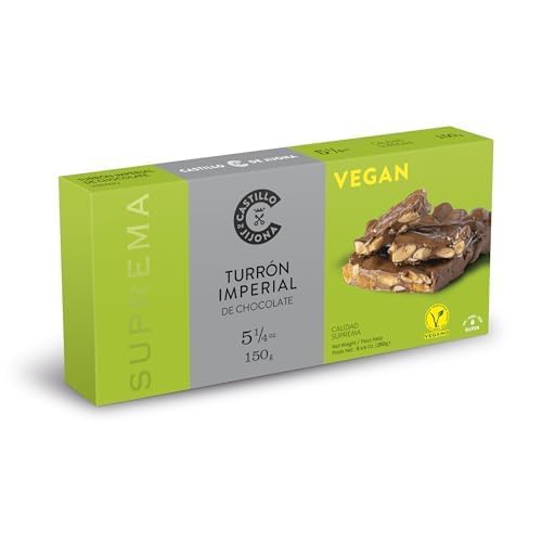 Castillo de Jijona Imperial Nougat aus veganer Schokolade, 150 g, veganer Nougat, ausgewählter Kakao, V-Label-Etikett, glutenfrei, höchste Qualität, handwerkliches Rezept, hergestellt in Spanien von CASTILLO DE JIJONA