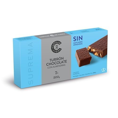 Castillo de Jijona Schokoladennougat mit ungesüßten Mandeln, 200 g, ohne Zucker, unverkennbarer Geschmack, glutenfrei, hohe Qualität, 18 Monate Lebensdauer, hergestellt in Spanien Castillo de Jijona Schokoladennougat mit ungesüßten Mandeln, 200 g, ohne Zucker, unverkennbarer Geschmack, glutenfrei, hohe Qualität, 18 Monate Lebensdauer, hergestellt in Spanien von CASTILLO DE JIJONA