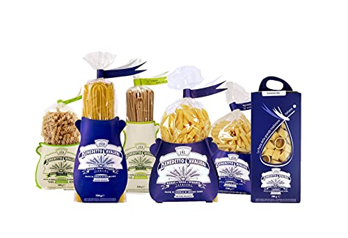 PASTA CAVALIERI VERKOSTUNGSBOX CALAMARATA, BUCATINI, MACCHERONI, PENNE RIGATE DURUM WEIZEN SEMOLINA PASTA - LINGUINE, FUSILLI WHOLEMEAL BÍO SEMOLINA HANDWERKERPRODUKT VON SALENTO (6 x 500 g) von Benedetto Cavalieri