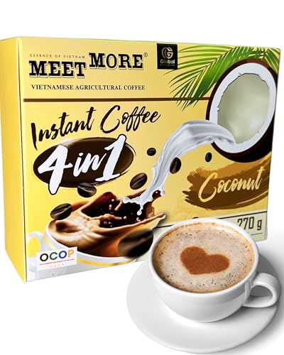 Meet More-Kaffee Kokosnuss- Instantkaffee mit Kokosnuss - Premium Qualität - exotischer fruchtiger Geschmack - 270g von CAVUMI