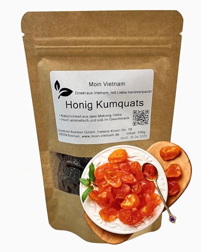 MOIN VIETNAM Honig Kumquat - Premium Getrocknete Kumquat aus Vietnam - Fruchtiger und exotischer Geschmack - Perfekter Power-Snack - Reich an Vitaminen - Vegan - Standbeutel 100g von CAVUMI