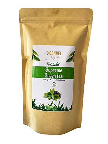 CENVEL® Bio Supreme lose grüne Teeblätter | 100% reiner natürlicher Grüntee | Single Estate Tee | Premium großblättriger Grüntee | reich an Antioxidantien (350 g, Bio-Grüntee) von CENVEL ORIGINAL