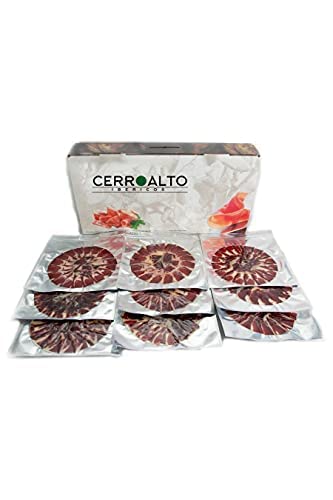 CERROALTO | Teller 100% Cebo-Schinken iberischer Rasse (mit Messer geschnitten) 100 gr (10 Umschläge) von CERROALTO