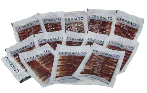 CERROALTO | Teller mit Cebo Feldschinken 50% iberische Rasse (von Hand plattiert) 100 gr (10 Umschläge) von CERROALTO