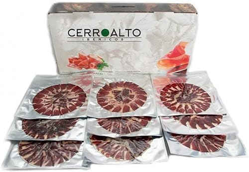 CERROALTO | Teller mit Cebo Feldschinken 50% iberische Rasse (von Hand plattiert) 100 gr (5 Umschläge) von CERROALTO