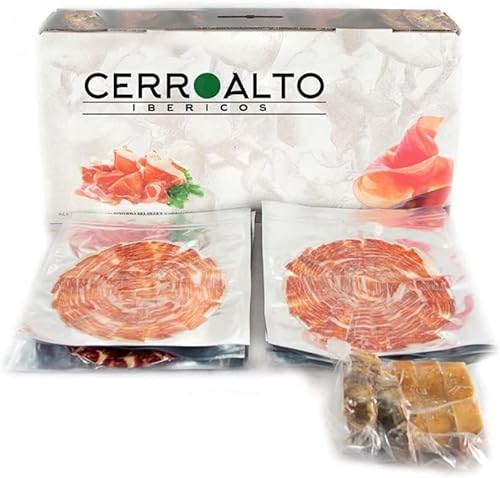 CERROALTO | Teller mit iberischem Schinken aus Eichelmast 50% iberische Rasse (mit einem Messer in Scheiben geschnitten) 100 gr (10 Umschläge) von CERROALTO