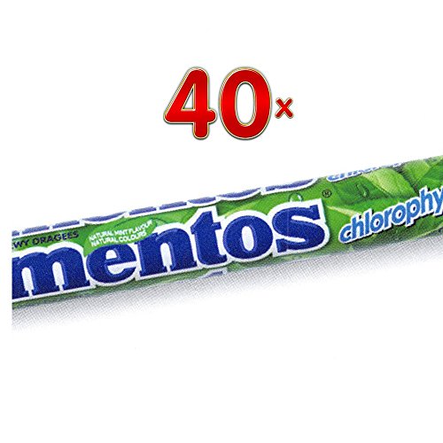 Mentos Chlorophylee Single 40 x 1 Rolle (Kaubonbon mit grüner Minze) von CFP Brands Süßwarenhandels