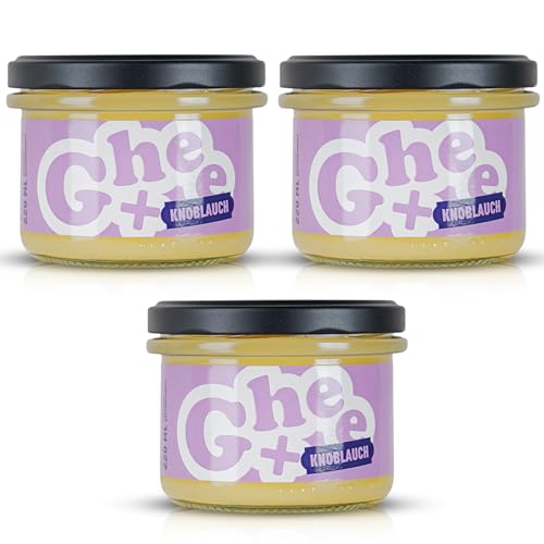 CG Ghee+ Knoblauch | 3 x 220ml | Ausgezeichnet mit dem Great Taste Zertifikat | Reines Butterfett verfeinert mit Knoblauch für intensiven Geschmack | Ideal zum Kochen, Braten, Backen und Grillen CG Ghee+ Knoblauch | 3 x 220ml | Ausgezeichnet mit dem Great Taste Zertifikat | Reines Butterfett verfeinert mit Knoblauch für intensiven Geschmack | Ideal zum Kochen, Braten, Backen und Grillen von CG