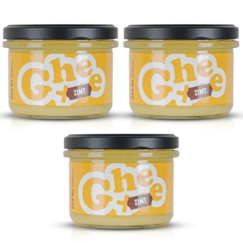 CG Ghee+ Zimt | 3 x 220ml | Ausgezeichnet mit dem Great Taste Zertifikat | Reines Butterfett verfeinert mit aromatischem Zimt für festliche Genussmomente | Ideal zum Braten, Backen und Verfeinern CG Ghee+ Zimt | 3 x 220ml | Ausgezeichnet mit dem Great Taste Zertifikat | Reines Butterfett verfeinert mit aromatischem Zimt für festliche Genussmomente | Ideal zum Braten, Backen und Verfeinern von CG