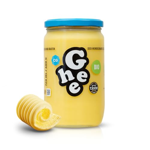 Ghee Butter BIO 600 g Reich an Vitaminen und Omega 3 6 Fettsäuren Great Taste Zertifikat Laktosefrei Ideal zum Braten Backen Ohne Zusatzstoffe Authentisches Ayurveda Ghee Butter 100% Europäisch Ghee Butter BIO 600 g Reich an Vitaminen und Omega 3 6 Fettsäuren Great Taste Zertifikat Laktosefrei Ideal zum Braten Backen Ohne Zusatzstoffe Authentisches Ayurveda Ghee Butter 100% Europäisch von CG