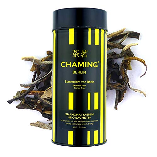 CHAMING® Tea Berlin - SHANGHAI YASMIN - 15 BIO-Sachets - Ein fruchtig-vollmundiger Jasmintee aus traditioneller Herstellung für eine traumhafte Tasse Tee von CHAMING