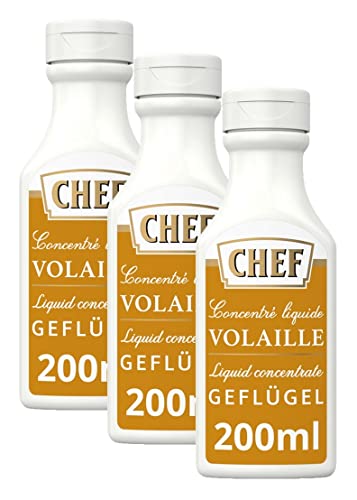 CHEF Flüssiges Konzentrat Geflügel, Geschmacksboost für Herzhafte Fleischgerichte, 100% Natürlicher Geschmack, 3er Pack (3 x 200ml) von CHEF