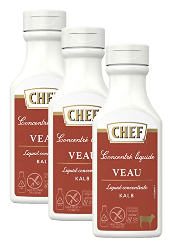 CHEF Flüssiges Konzentrat Kalb, Geschmacksboost für Herzhafte Fleischgerichte, 100% Natürlicher Geschmack, 3er Pack (3 x 200ml) von CHEF