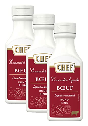 CHEF Flüssiges Konzentrat Rind, Geschmacksboost für Herzhafte Fleischgerichte, 100% Natürlicher Geschmack, 3er Pack (3 x 200ml) von CHEF