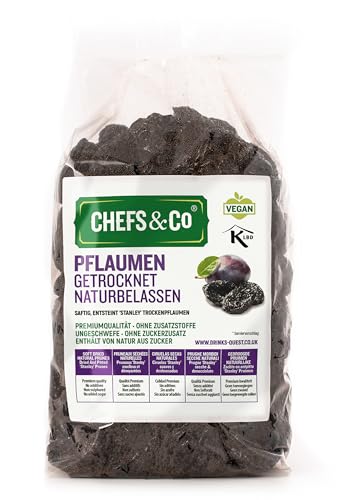 CHEFS & CO Soft Pflaumen ohne stein - 750g | 100% Natur Ganze Früchte | Premium-Qualität | Keine Zusätze, Ungeschwefelt and Ohne Zucker (Ungezuckert) | Frischeversiegelt von CHEFS & CO