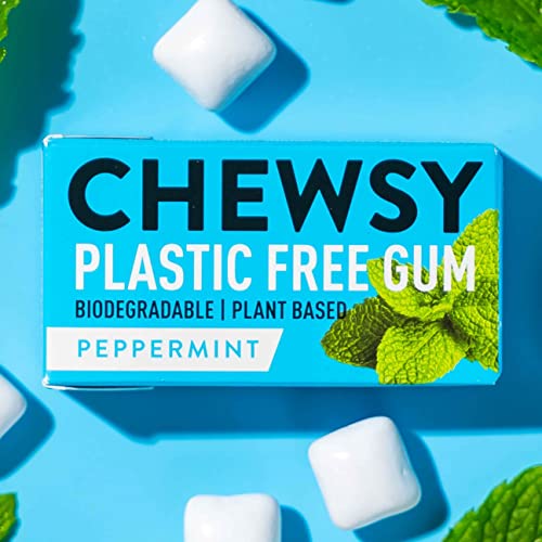 Chewsy Pfefferminz | natürlicher, plastikfreier Kaugummi | zuckerfrei + aspartamfrei | mit 100 % Xylitol gesüßt | zahnschonend | vegan 15 g (12 Packungen, 120 Stück Kaugummi) von CHEWSY