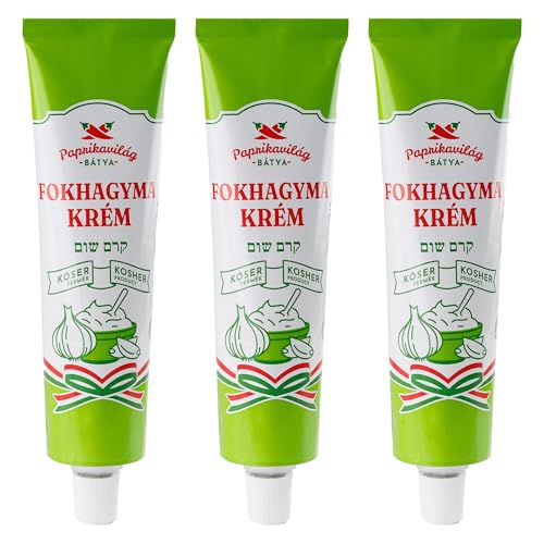 Ungarische Knoblauchcreme (3x160g), zertifiziert koscher, Sparpack, importiert aus Ungarn von CHILI-TRADE Kft.