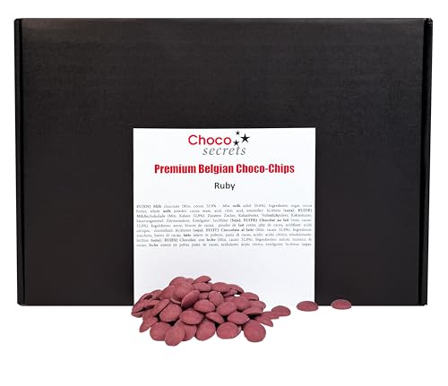 CHOCO SECRETS - 1,5 kg belgische Ruby Schokolade für schokobrunnen - Schokofondue Schokolade - Premium Kuvertüre für Schokoladenbrunnen - Ganache, Backschokolade, Chocolate Drops, schokochips von CHOCO SECRETS