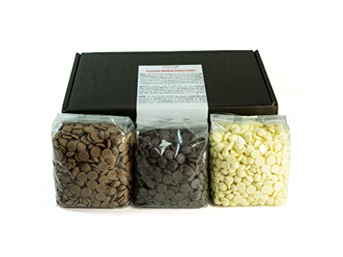 CHOCO SECRETS - Trio - 3 x 600g belgische Vollmilch, dunkle Zartbitter, Weiß, Schokolade für schokobrunnen - Schokofondue Schokolade - Kuvertüre für Schokoladenbrunnen - Ganache, Choco Drops von CHOCO SECRETS