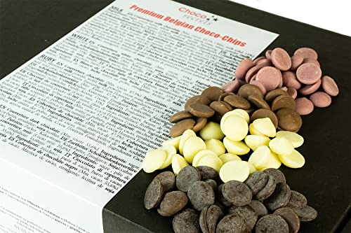 CHOCO SECRETS Quattro - Belgische Schokolade für Schokobrunnen - 4 x 200g, Vollmilch, Zartbitter, Weiß, Ruby - Schokofondue & Schokoladenbrunnen - Kuvertüre & Ganache - Choco Drops von CHOCO SECRETS