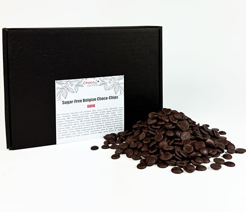 CHOCO SECRETS Schokodrops Zuckerfrei 1500g Zartbitter - Dark Chocolate Chips gesüßt mit Maltit ohne Zuckerzusatz (0,1g Zucker pro 100g) - Dunkle Schokolade ohne Zucker zum Schmelzen und Backen von CHOCO SECRETS