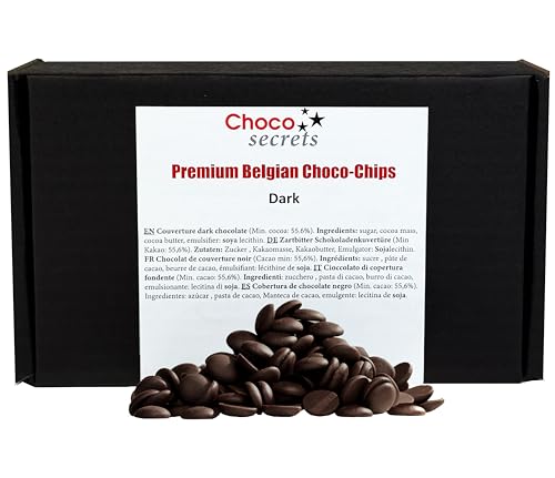 CHOCO SECRETS - 600g belgische Zartbitter, dunkle Schokolade für schokobrunnen - Schokofondue Schokolade - Kuvertüre für Schokoladenbrunnen - Ganache, Backschokolade, Choco Drops, schokochips von CHOCO SECRETS