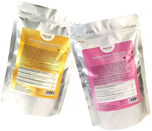 CHOCO SECRETS - Ruby- und Gold-Schokolade, jeweils 1 kg - Schoko-Chips - insgesamt 2 kg - im wiederverschließbaren Standbeutel - Premium Belgische Kuvertüre für Schokoladenbrunnen, Schoko-Fondue CHOCO SECRETS - Ruby- und Gold-Schokolade, jeweils 1 kg - Schoko-Chips - insgesamt 2 kg - im wiederverschließbaren Standbeutel - Premium Belgische Kuvertüre für Schokoladenbrunnen, Schoko-Fondue von CHOCO SECRETS