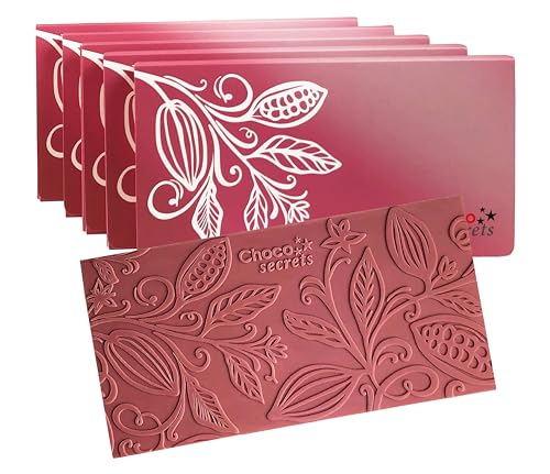 Choco Secrets - 5x Ruby Schokoladen-Tafel - Rosa Schokolade zum Verschenken - Belgische Schokolade- Tafel mit Kakaopflanzenmotiv - 5x 100g Ruby-Schokolade als Schokoladen-Geschenkideen von CHOCO SECRETS