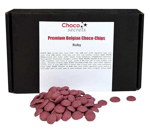 CHOCO SECRETS - 600g belgische Ruby Schokolade für schokobrunnen - Schokofondue Schokolade - Premium Kuvertüre für Schokoladenbrunnen - Ganache, Backschokolade, Chocolate Drops, schokochips von CHOCO SECRETS