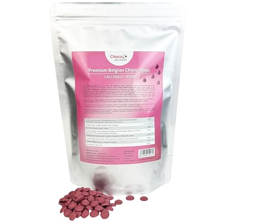 CHOCO SECRETS - 1 kg Ruby Schokolade drops - Schoko-Chips - im wiederverschließbaren Standbeutel - Schokolade für Schokobrunnen - Premium Belgische Kuvertüre für Schokoladenbrunnen, Fondue von CHOCO SECRETS