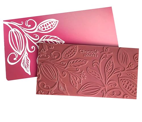 Choco Secrets - Ruby Schokoladen Tafel - 100 g - Rosa Schokolade - Belgische Schokolade mit Motiv Kakaopflanze - Ruby Schokolade selber genießen oder zum Verschenken von CHOCO SECRETS