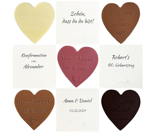 CHOCO SECRETS Personalisierte Schokoladen-Herzen, in bedruckten Geschenkboxen, Design: Einfach von CHOCO SECRETS