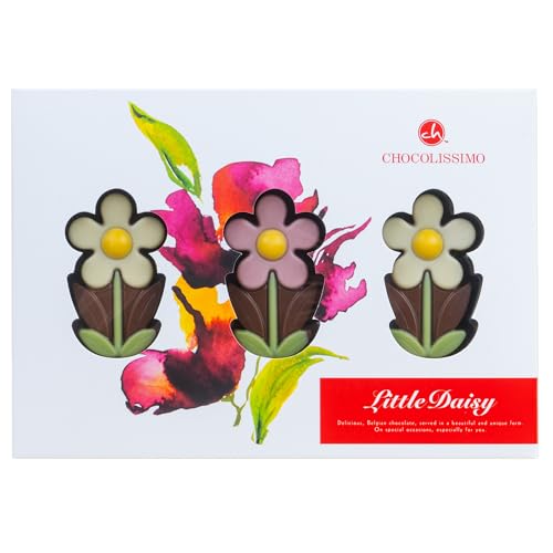 CHOCOLISSIMO - Blumen Geschenk - Gänseblümchen aus Schokolade Vollmilch - Geschenk Frauen, Mädchen, Mama, Freundin, Kollegin, Gärtner, Frau - Geschenkidee Ostern, Valentinstag, Renteneintritt von CHOCOLISSIMO