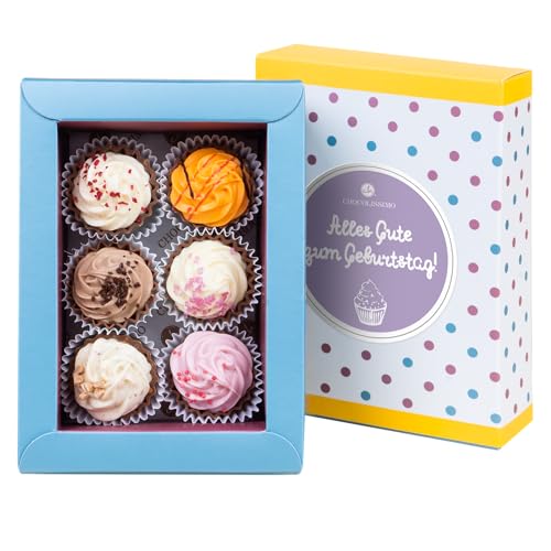 CHOCOLISSIMO - Schokolade Geschenk Geburtstag - Pralinen Geschenk - mit Alkohol - 6 handgemachte Cupcakes Pralinen - Kleines Geschenk für Frauen, Männer, Papa, Mama, Partner, beste Freundin CHOCOLISSIMO - Schokolade Geschenk Geburtstag - Pralinen Geschenk - mit Alkohol - 6 handgemachte Cupcakes Pralinen - Kleines Geschenk für Frauen, Männer, Papa, Mama, Partner, beste Freundin von CHOCOLISSIMO