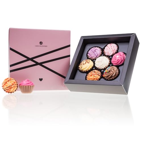7 Cupcake-Pralinen - Love Edition - Pralinen in Cupcake-Form | Geschenk | Schoko | Mann | Frau | Geschenkidee Liebe | Geburtstag | Mama | Papa | Muttertag | Valentinstag Schokolade von CHOCOLISSIMO
