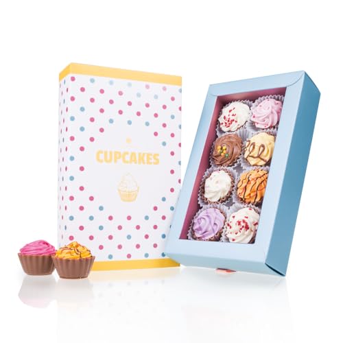 8 Cupcake-Pralinen - Bunt - acht Cupcake-Pralinen - Schokolade - Geschenk - Geburtstag von CHOCOLISSIMO