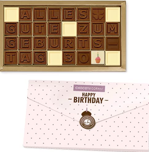 Alles Gute zum Geburtstag - Geburtstagswünsche aus Schokolade zum 30. Geburtstag | Geschenkidee | Jahrestag | Jubiläum | Mann | Frau | Junge | Mädchen | Glückwünsche | Geburtstagsfeier von CHOCOLISSIMO